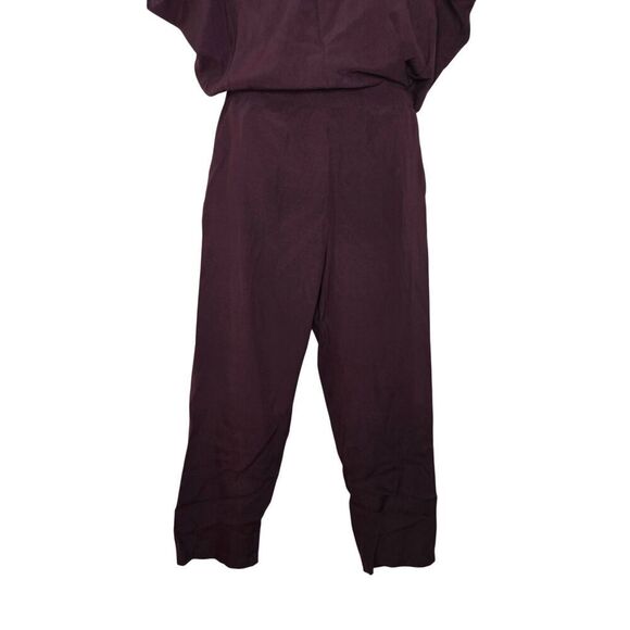 Zero Maria Cornejo Silk Jumpsuit Size 6 Plum Elastic Waist V-Neck - Picture 5 of 8